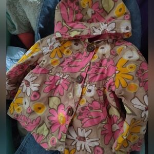 OshKosh Genuine Kids Size 18mon Flowered Hooded Jacket